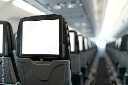 Wallpaper Mural High Definition View of Mockup of Aircraft Monitor on Cabin in Passenger Seat Plane Interior Torontodigital.ca