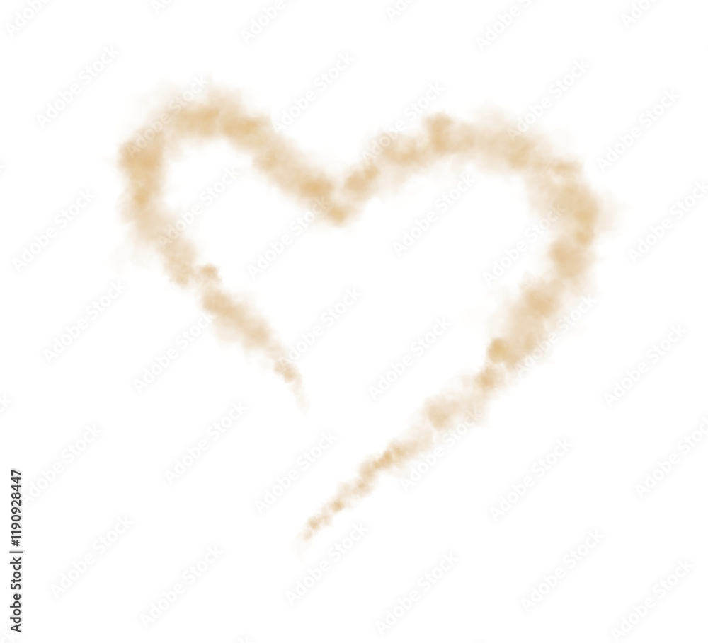 Realistic smoky golden fluffy heart shaped cloud on transparent background. Romantic golden translucent smoke floating in the shape of a heart. PNG. Realistic smoky golden fluffy heart shaped cloud on transparent background. Romantic golden translucent smoke floating in the shape of a heart. PNG.