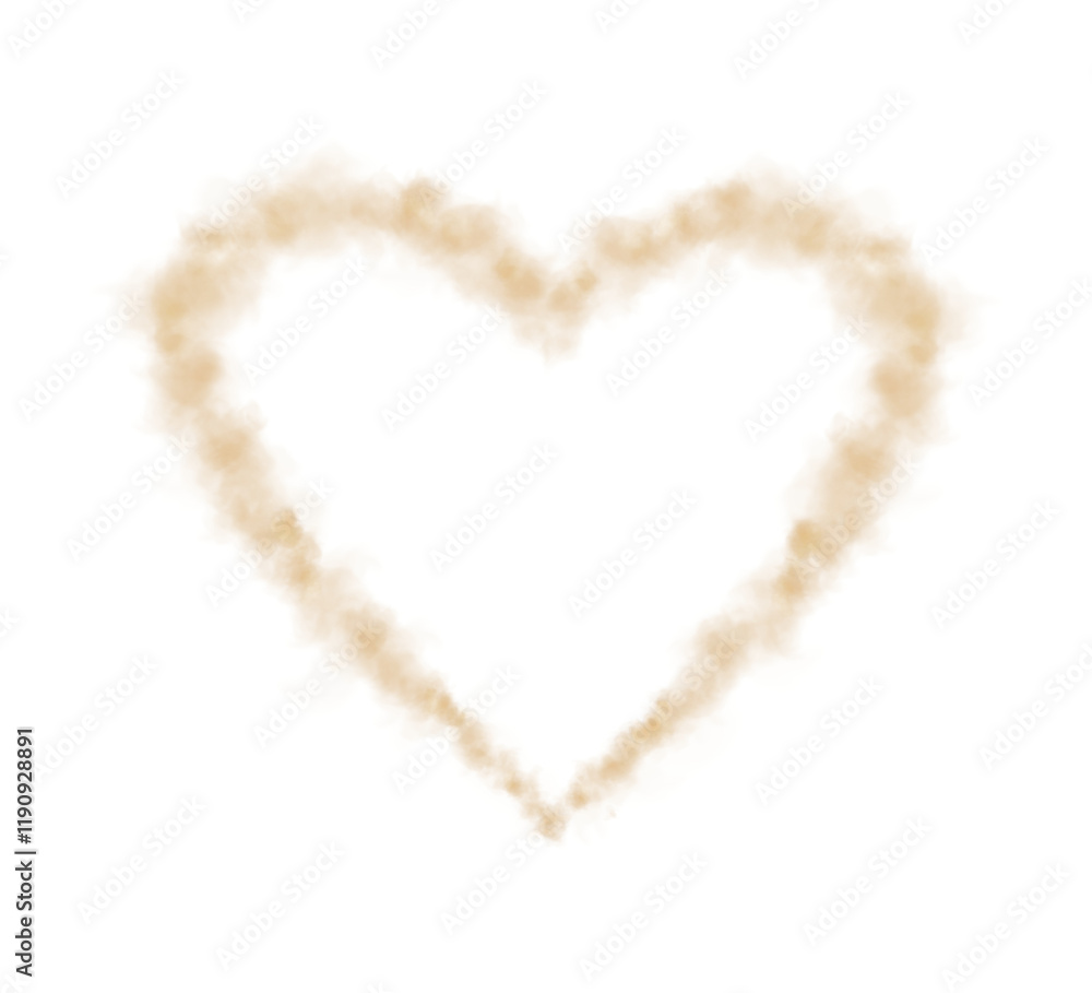Realistic smoky golden fluffy heart shaped cloud on transparent background. Romantic golden translucent smoke floating in the shape of a heart. PNG. Realistic smoky golden fluffy heart shaped cloud on transparent background. Romantic golden translucent smoke floating in the shape of a heart. PNG.