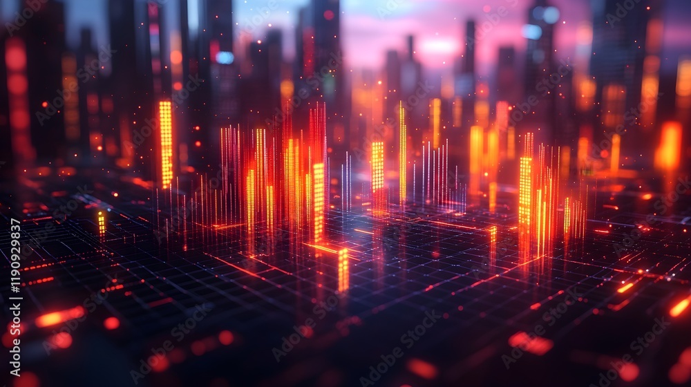Stylized Business Graph with AI Data Points - Generative AI Stylized Business Graph with AI Data Points - Generative AI