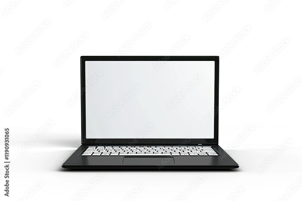 High Quality Visual of Laptop Computer Mockup Isolated on White High Quality Visual of Laptop Computer Mockup Isolated on White
