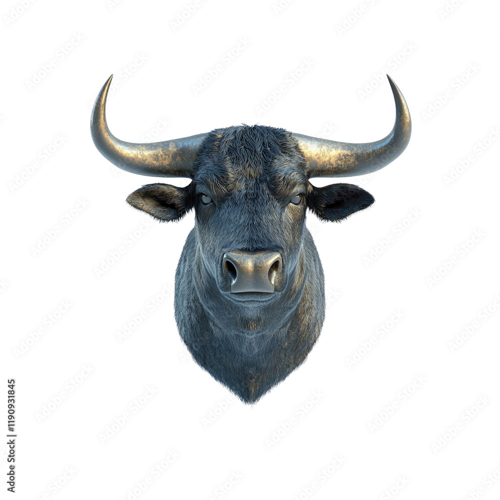 Naklejka premium Majestic Bull Head 3D Render of a Powerful Taurian