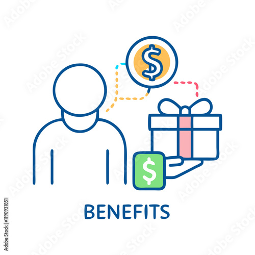 Person receiving benefits with dollar icon