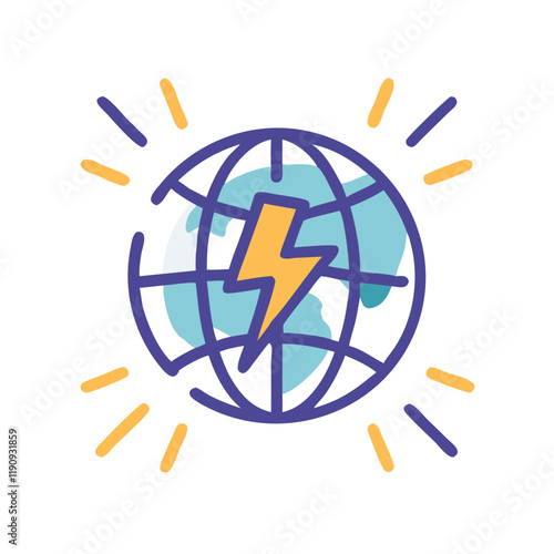 Globe with electric symbol representing energy
