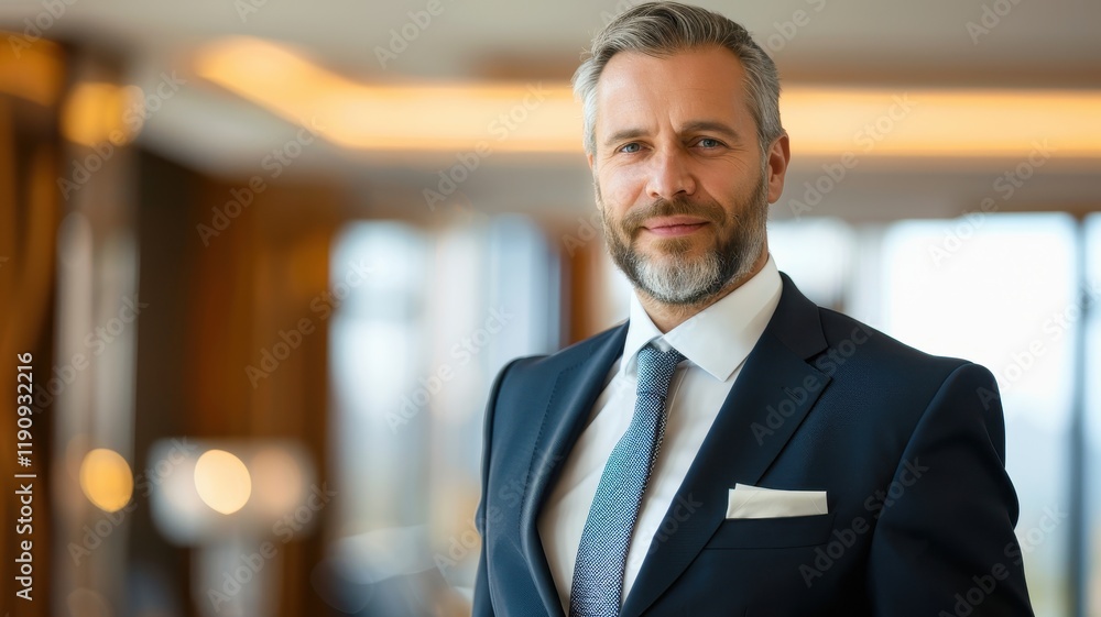 A well-dressed man with a beard stands confidently in a modern, upscale environment, exuding professionalism and charisma. A well-dressed man with a beard stands confidently in a modern, upscale environment, exuding professionalism and charisma.