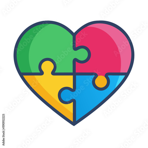 Heart with puzzle pieces symbolizing diversity
