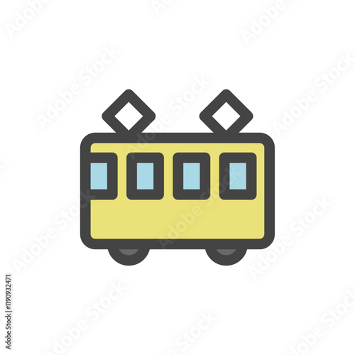 カラー乗り物関連の単品アイコン　電車