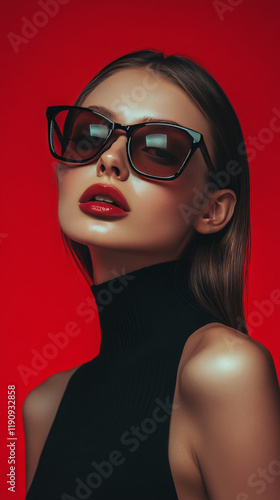 Wallpaper Mural Elegant Woman in Black Top and Sunglasses Torontodigital.ca