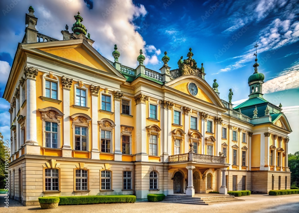 Obraz premium Ostromecko Palace Poland: 19th Century Neo-Baroque Architecture Side View