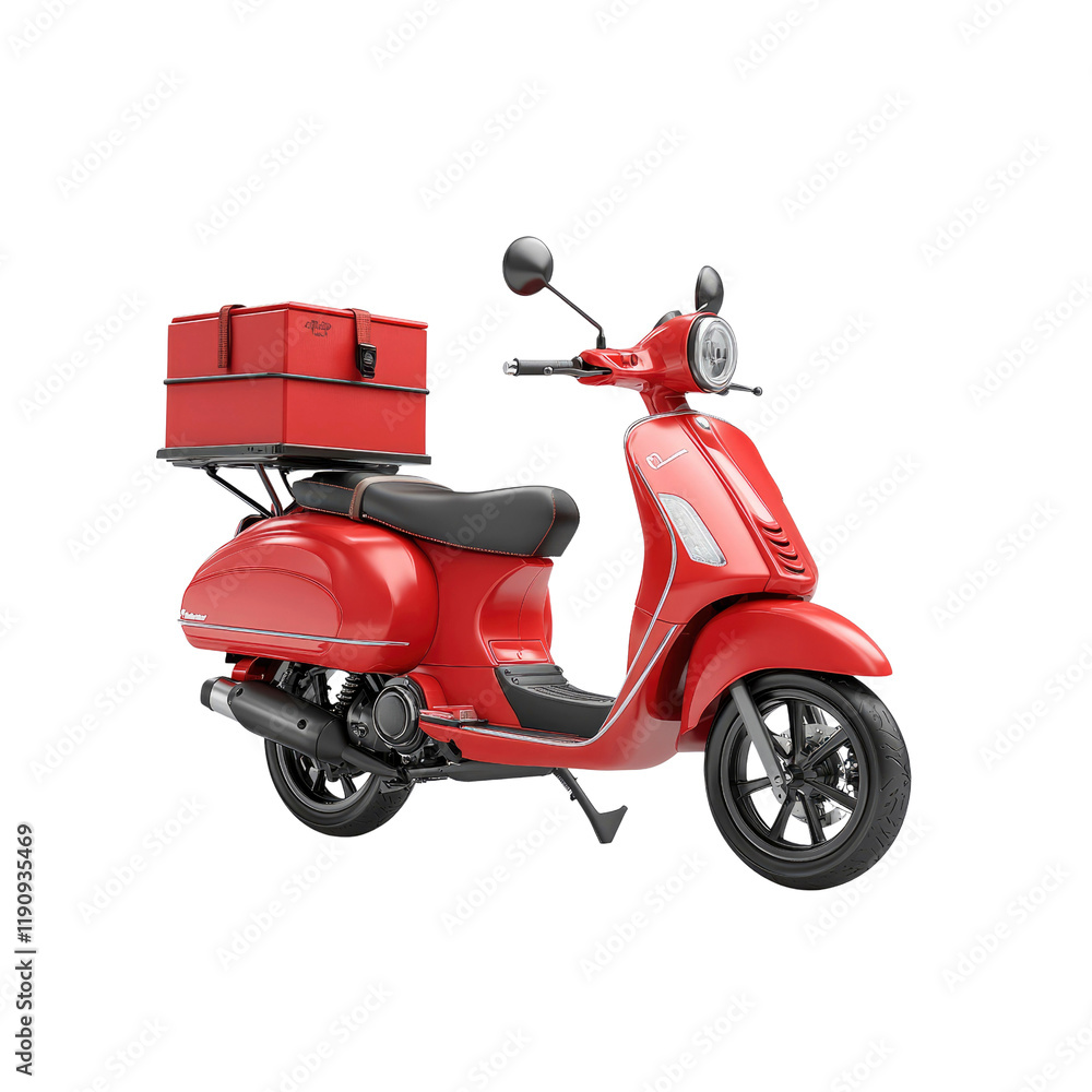 Red Delivery Scooter with Cargo Box - Fast and Efficient Transportation Red Delivery Scooter with Cargo Box - Fast and Efficient Transportation
