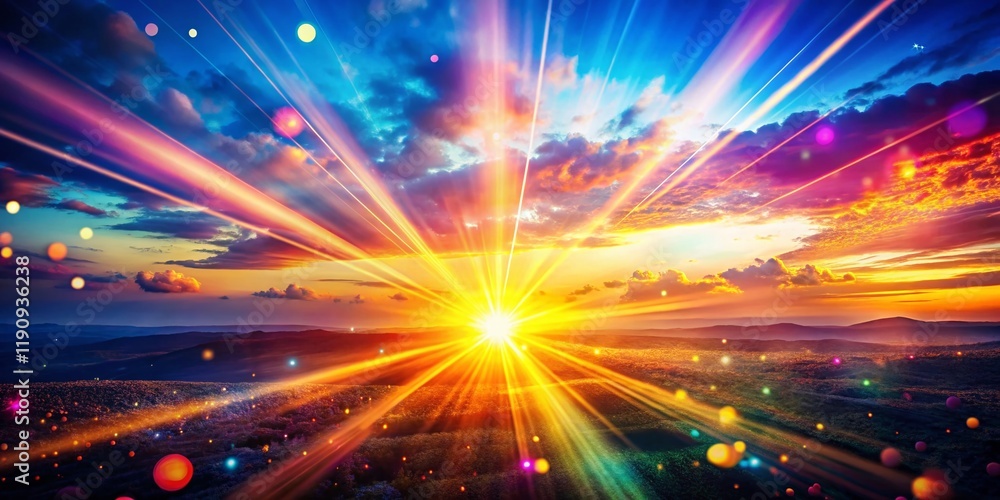 Panoramic Abstract Background with Digital Lens Flares and Light Leaks Panoramic Abstract Background with Digital Lens Flares and Light Leaks