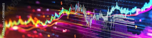 Stock market trendlines with vibrant colors showing wealth.