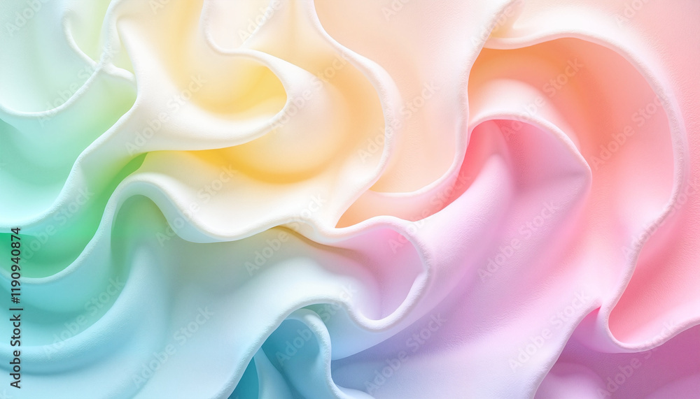 Fototapeta premium Flowing pastel fabric in rainbow hues