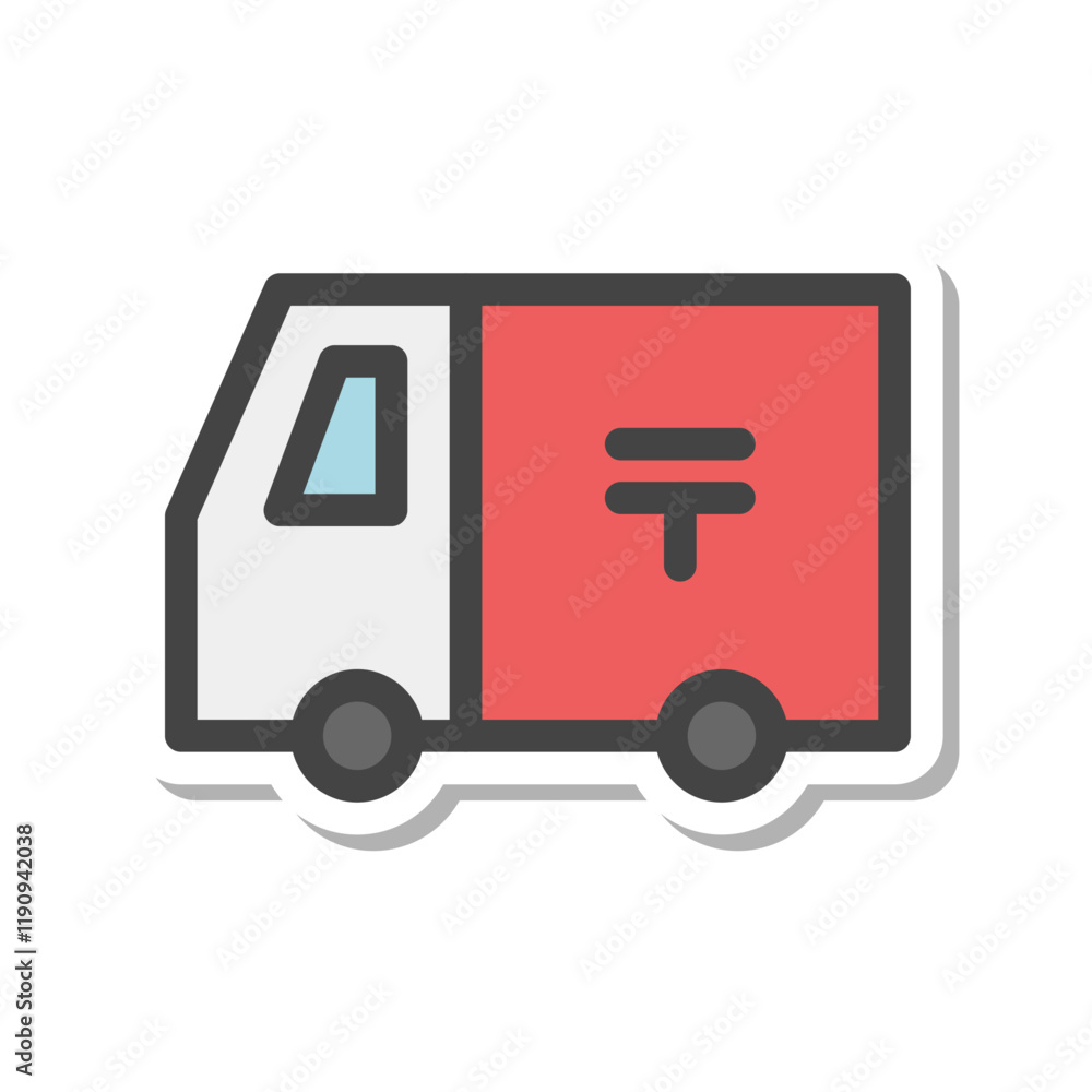 ステッカー風乗り物関連の単品アイコン 郵便車 ステッカー風乗り物関連の単品アイコン 郵便車
