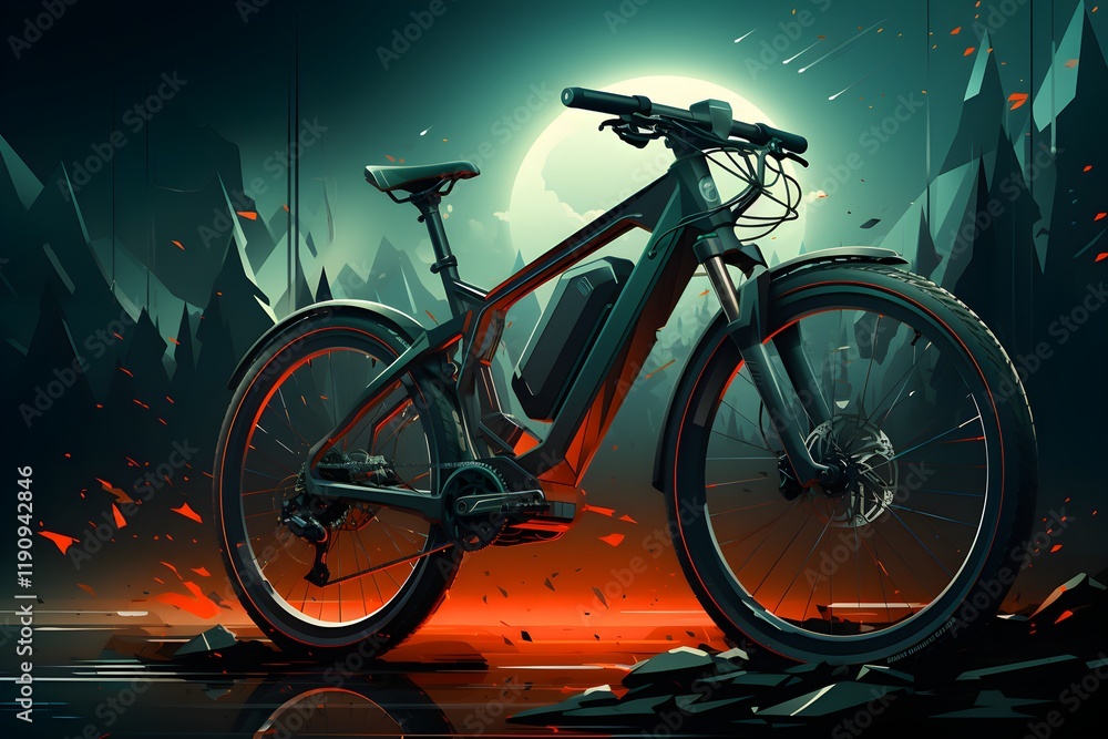 Fototapeta premium Minimalist Bicycle with Abstract Motion Lines - Generative AI