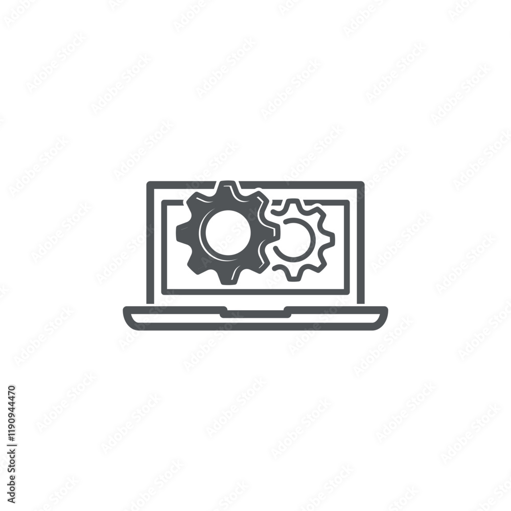 Leptop design vector and leptop system maintenance symbol gear. Leptop design vector and leptop system maintenance symbol gear.