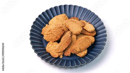 baked cookies on a white plate at home