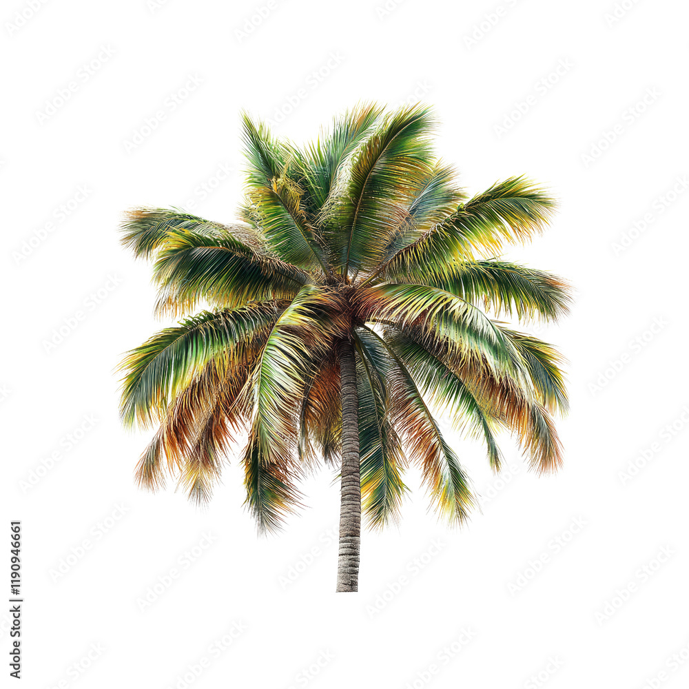 Fototapeta premium Lush Tropical Palm Tree Isolated on Transparent background