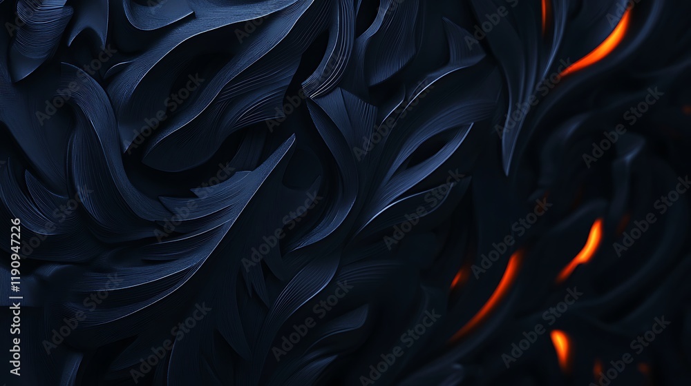 Fototapeta premium Abstract Dark Blue Swirling Floral Design