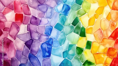 虹色のモザイク背景_2