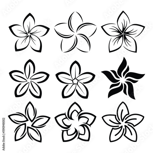 Beauty Plumeria Flowers Logo Vector Illustration