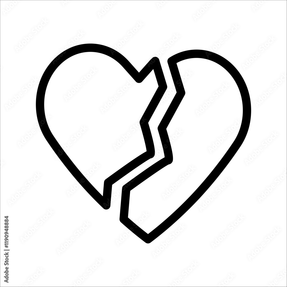 Broken heart vector icons set. Cracked heart symbol. Heart illustration Broken heart vector icons set. Cracked heart symbol. Heart illustration