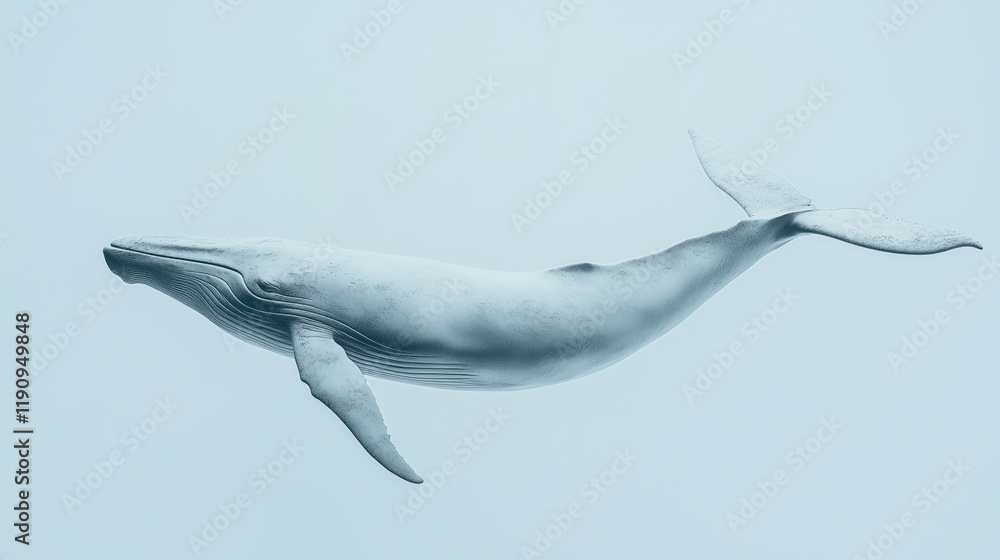 Obraz premium Majestic whale gracefully swimming in serene ocean waters during a clear day