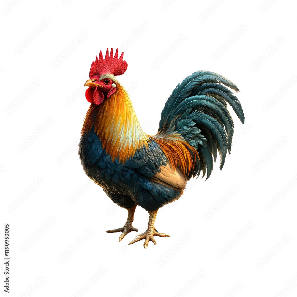 Fototapeta premium Majestic Rooster Vibrant Colors and Detailed Feathers