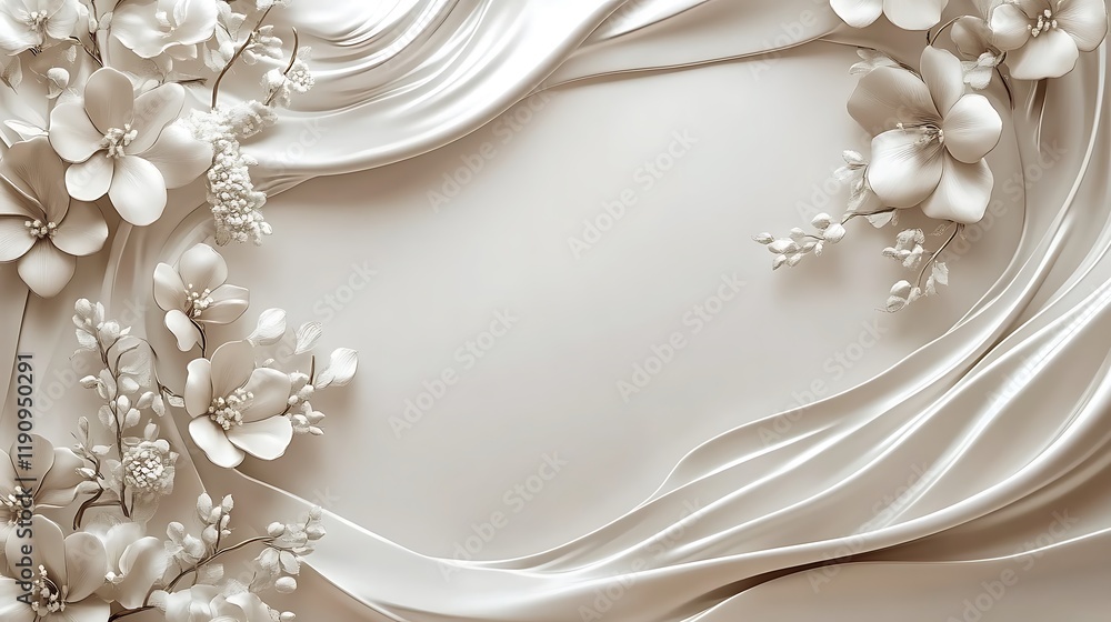 Elegant White Flowers Draped in Soft Fabric Elegant White Flowers Draped in Soft Fabric