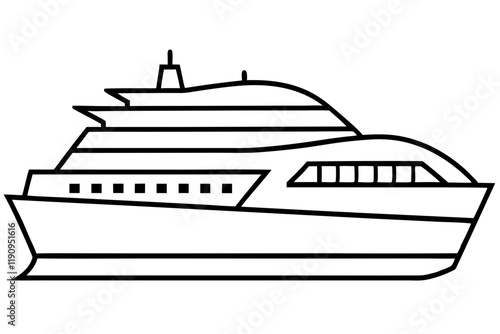 Cruise Ship Outline Vector Line Art photo