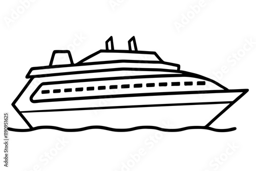 Cruise Ship Outline Vector Line Art photo