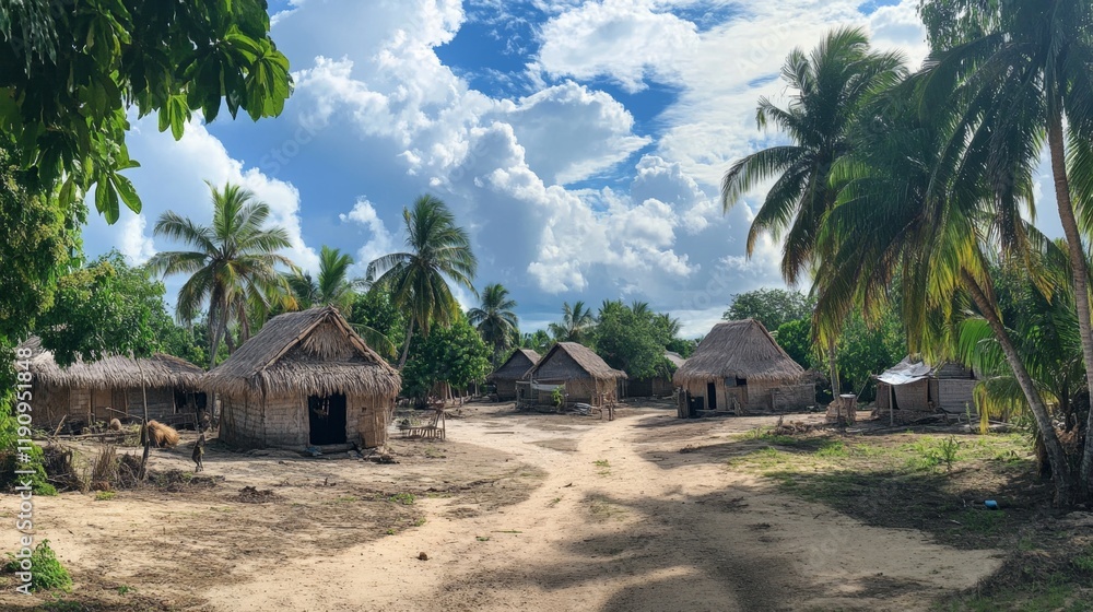 Traditional Village Under a Tropical Sky Traditional Village Under a Tropical Sky