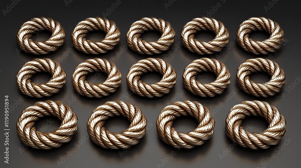 Set of circular rope curves in different thicknesses for decorative purposes Set of circular rope curves in different thicknesses for decorative purposes