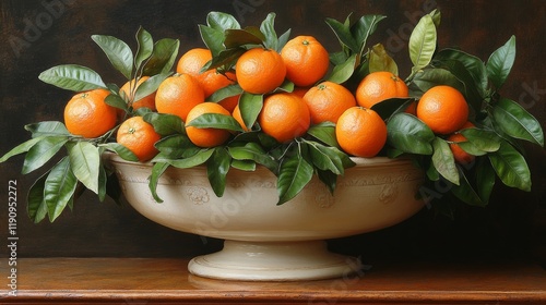 Freshly sliced oranges stacked on a plate with whole oranges nearby