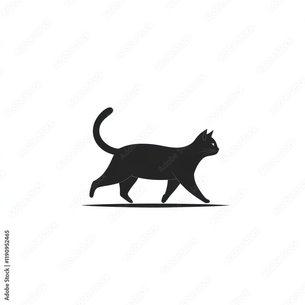 Black cat walking, minimalist design, white background, logo design Black cat walking, minimalist design, white background, logo design