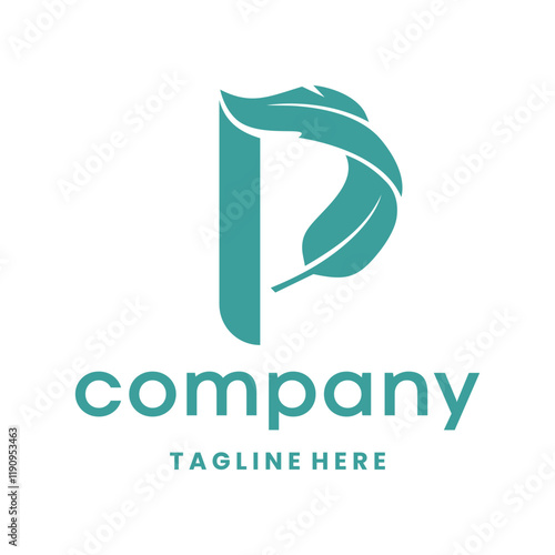 Letter P Pluma Feather Logo Design