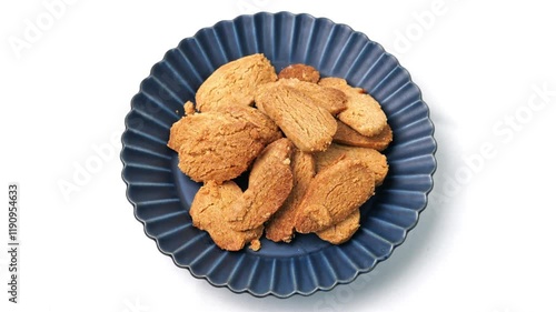 baked cookies on a white plate at home