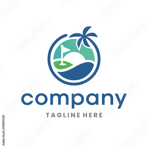 Golf Island Logo Design Vector
