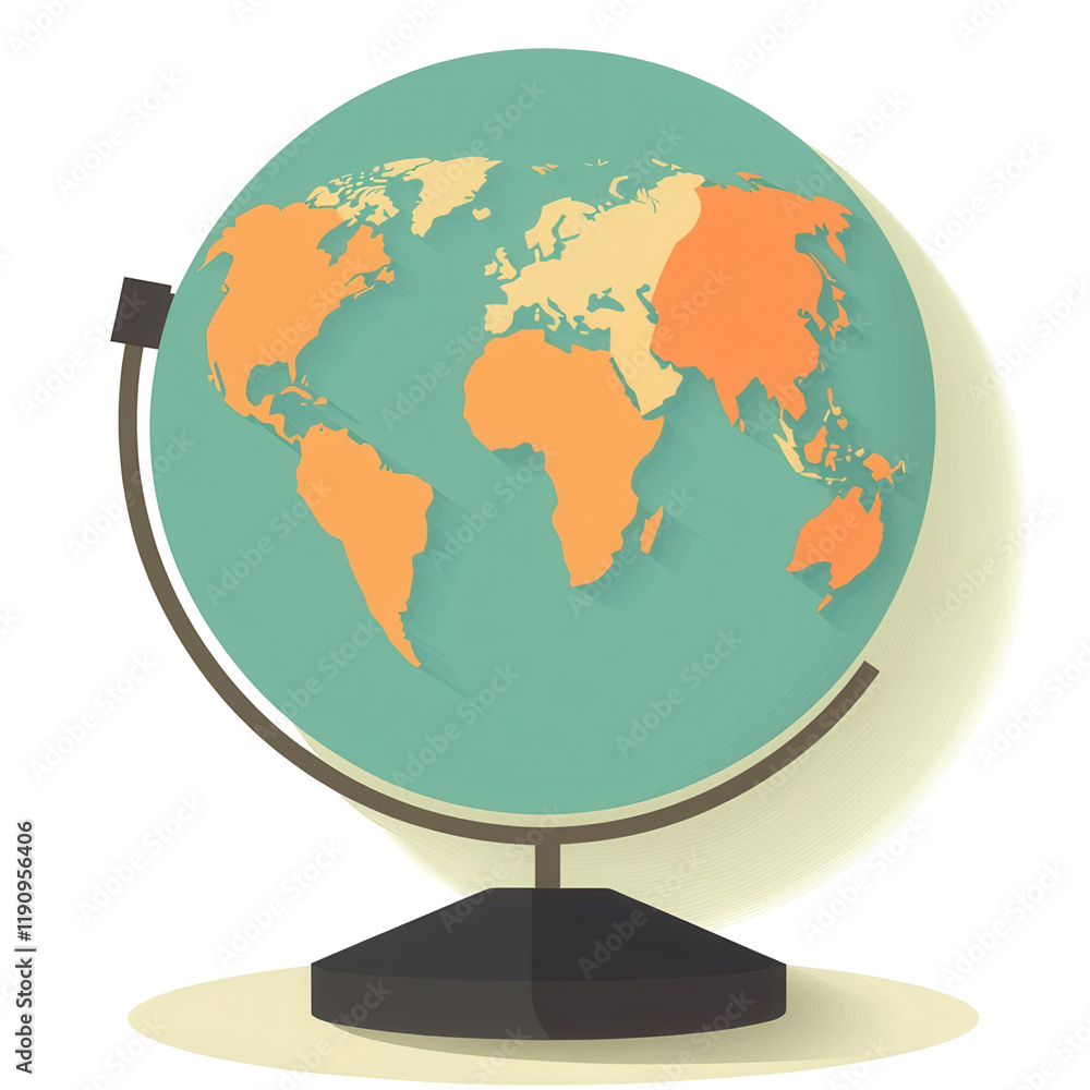 Fototapeta premium Global world map illustration transparent background educational content studio environment creative viewpoint