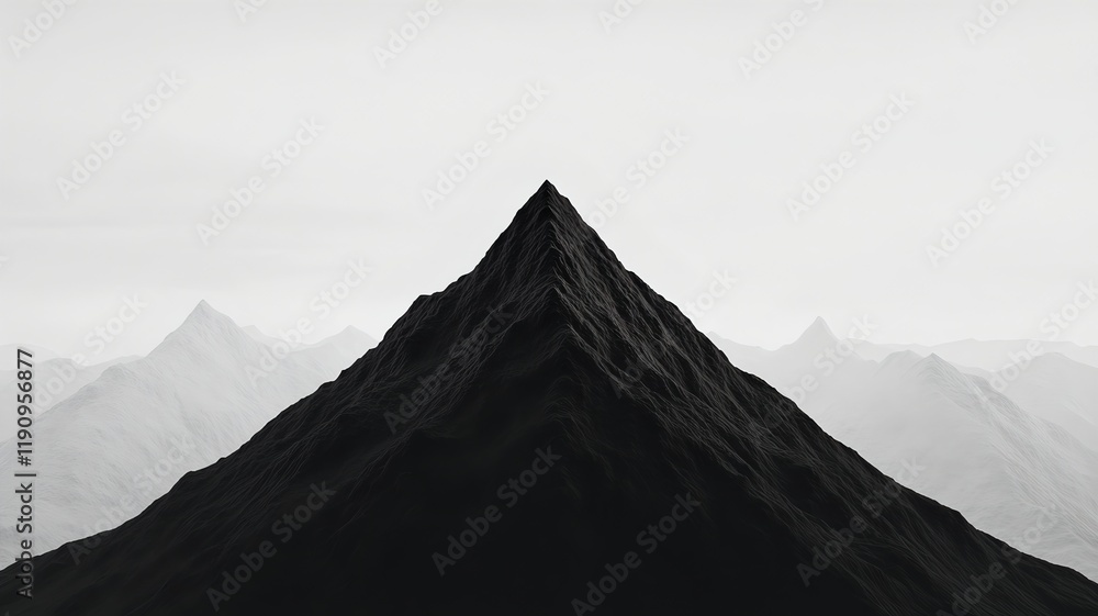 Naklejka premium Monochrome Abstract Mountain Peak - Path to Achievement in 3D