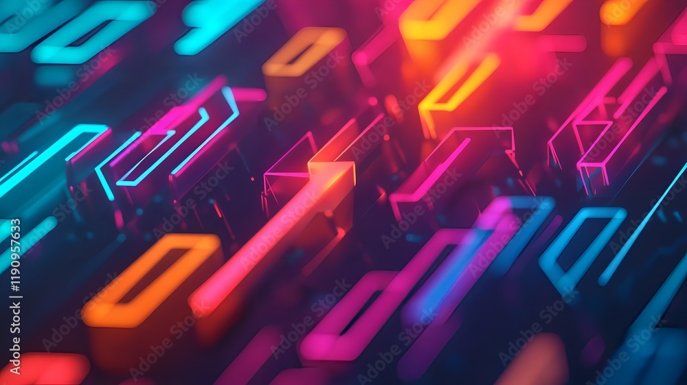 Fototapeta premium Minimalistic Flowing Arrows in Dynamic 3D with Glowing Transitions
