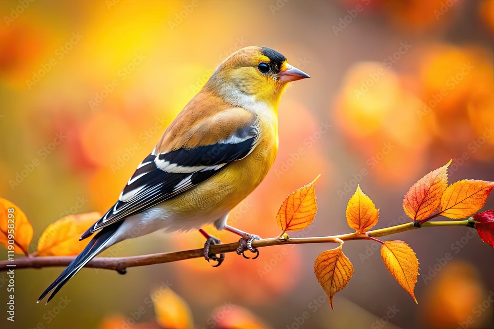 Obraz premium Exquisite goldfinch close-up: wildlife art print, showcasing detailed plumage and vibrant nature photography.