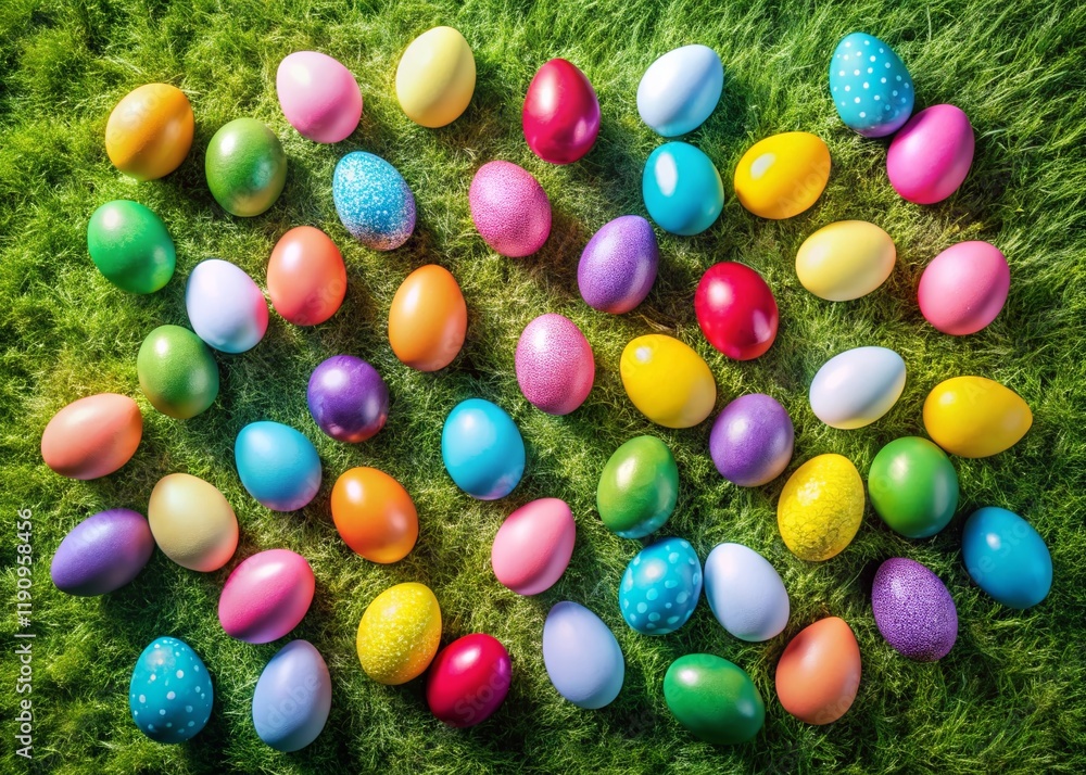 Pastel Easter Egg Pattern Aerial View with Copy Space for Spring Holiday Greetings Pastel Easter Egg Pattern Aerial View with Copy Space for Spring Holiday Greetings