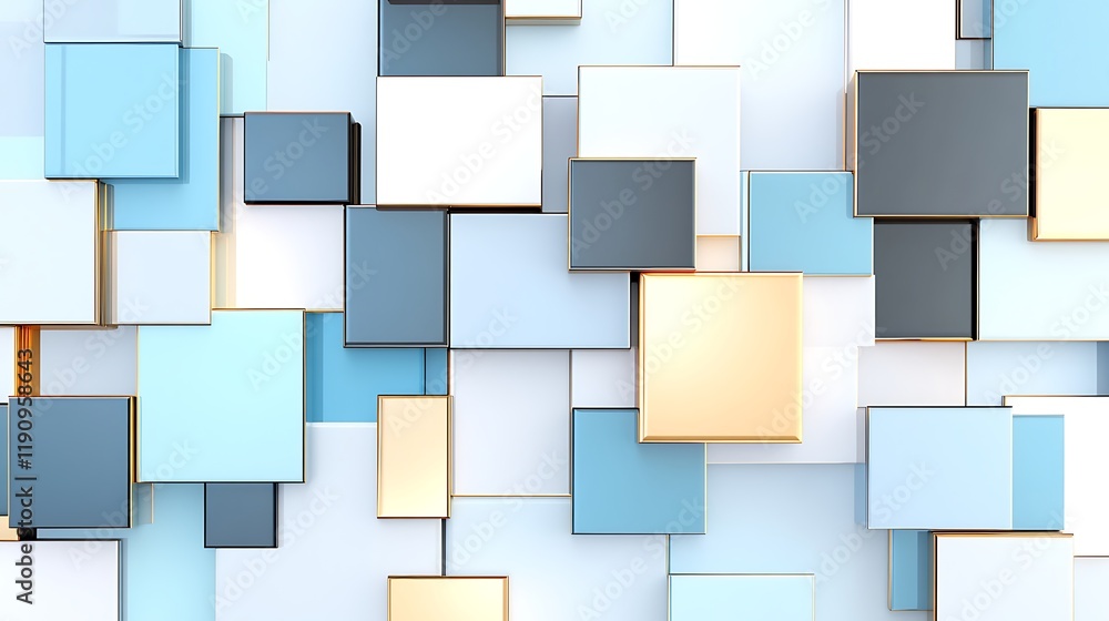 Abstract Geometric Background Blue White Gold Gray Squares Abstract Geometric Background Blue White Gold Gray Squares