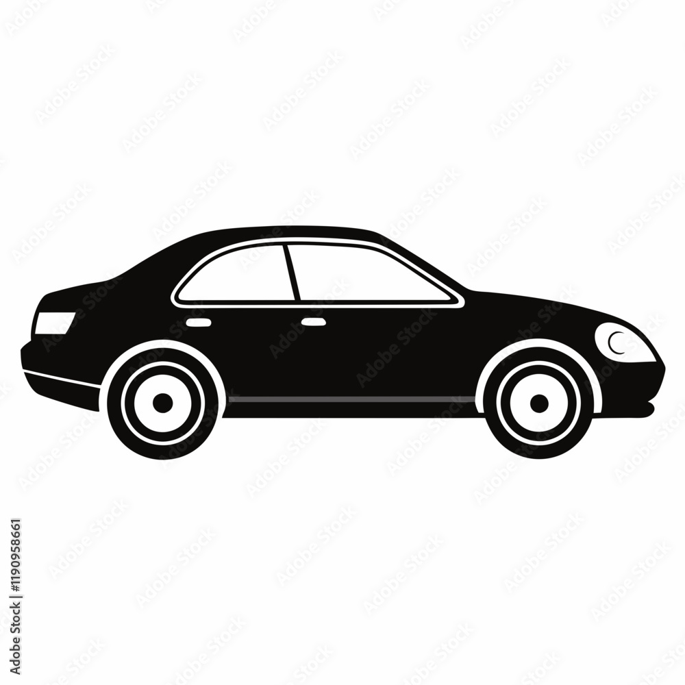 Fototapeta premium Car black silhouette vector illustration and white background