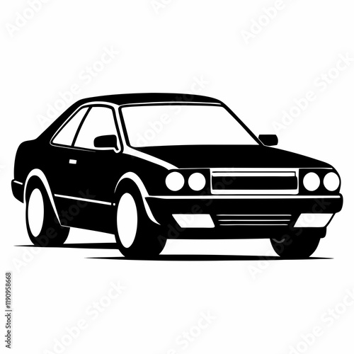 Car black silhouette vector illustration and white background
