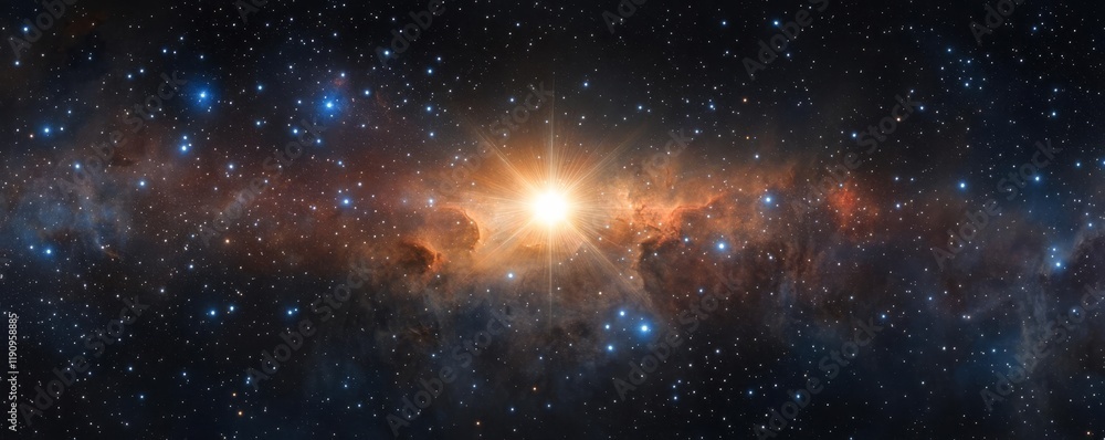 Fototapeta premium Leo constellation shining brightly in a cosmic field of swirling stardust