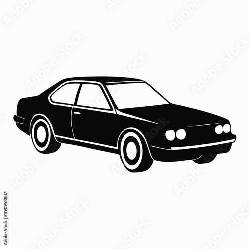 Car black silhouette vector illustration and white background