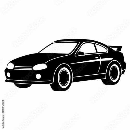 Car black silhouette vector illustration and white background