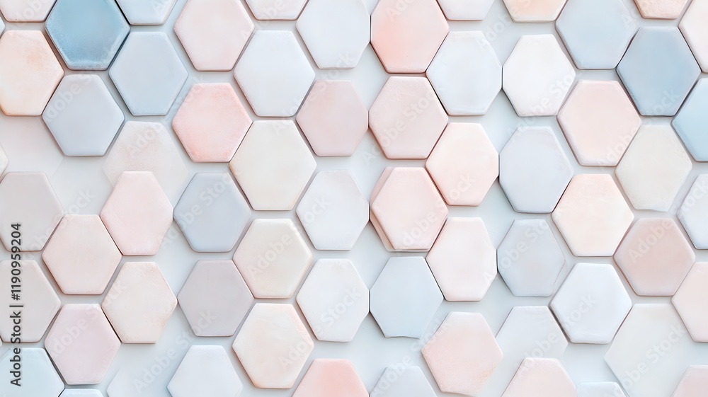 Fototapeta premium Seamless Hexagonal Tile Pattern in Soft Pastel Gradient Backgrounds for Modern Design